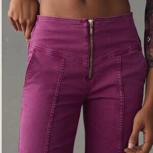 Pilcro Mid-Rise Crop Flare Pants Plum - Sz 28